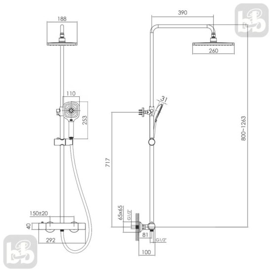 Душевая система Imprese Bilovec t048S00910SQ черный матовый