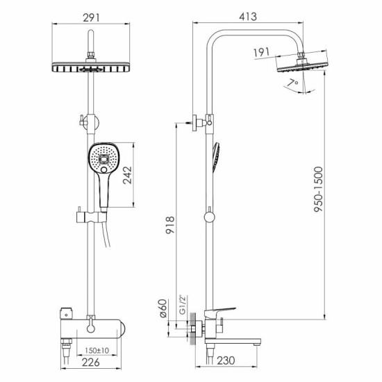 Душова система Imprese Loreta t03004301SQ хром