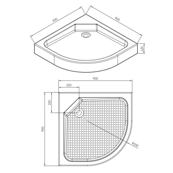 Душевой поддон Imprese 90x90x15 s0949090R