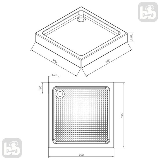 Душевой поддон Imprese 90x90x15 s0949090S