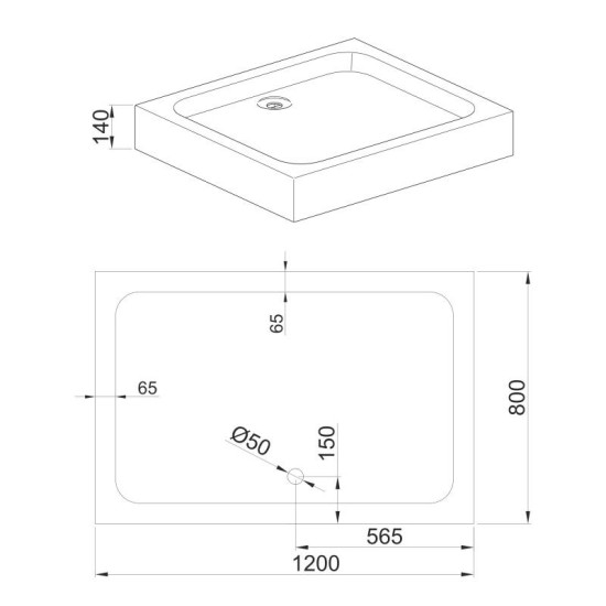 Душевой поддон Volle 80x120x14 4400.133007