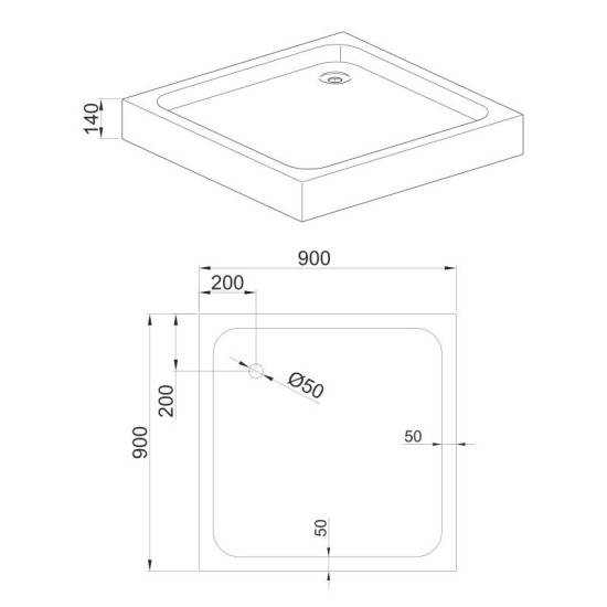 Душовий піддон Volle 90x90x14 4400.123007