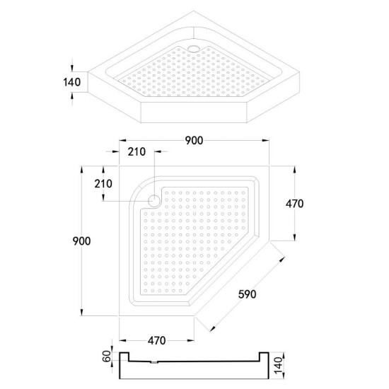 Душевой поддон Volle 90x90x14 4400.143007