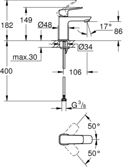 Смеситель для раковины Grohe Cubeo S-Size 1016992430 черный матовый