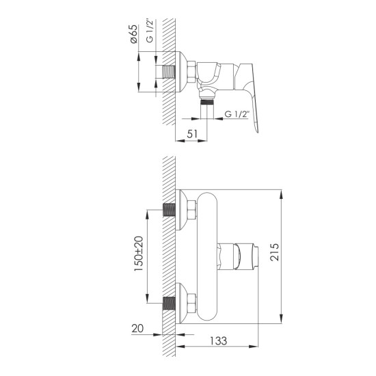 Змішувач для душу Imprese Kucera f03303410AA хром