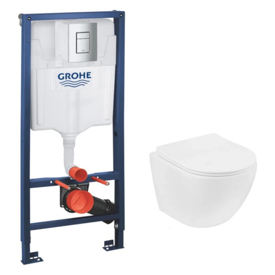 Інсталяція з унітазом Grohe Rapid SL 3 в 1 38772001 +  Kroner Harz TORNADO  KH483632WHIT (38772001KH483632)