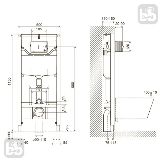 Инсталяция для подвесного унитаза Imprese i-FRAME i9120C