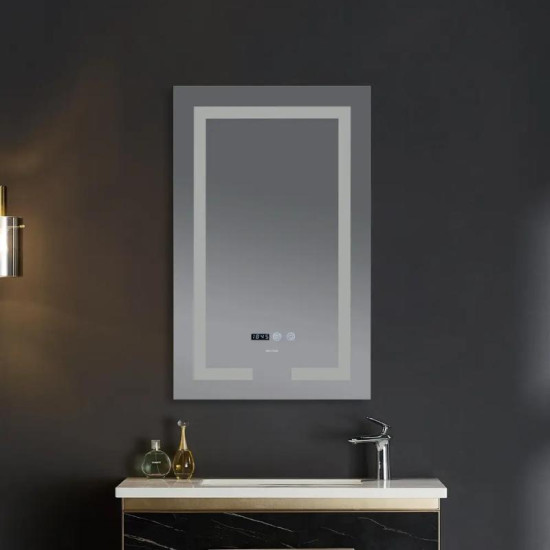 Дзеркало Mixxus HARD MR06-50x80-CASE із LED Touch, Anti-fog, димером, рег. яскравості, годинником (MI6657)