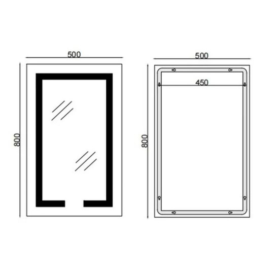 Дзеркало Mixxus HARD MR06-50x80-CASE із LED Touch, Anti-fog, димером, рег. яскравості, годинником (MI6657)