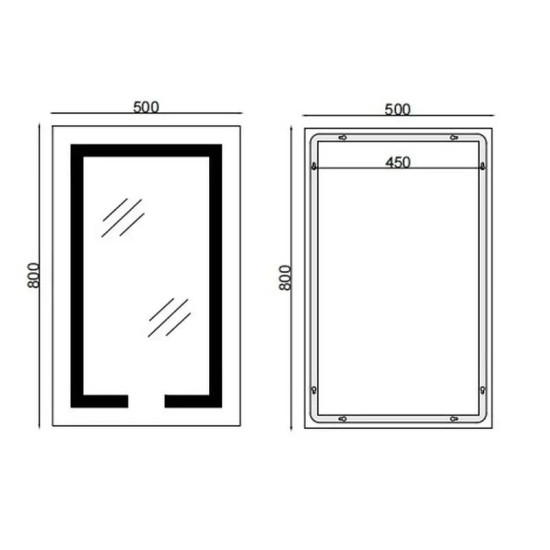Дзеркало Mixxus HARD MR07-50x80 з LED Touch, Anti-fog, димером, регулюванням яскравості (MI6658)