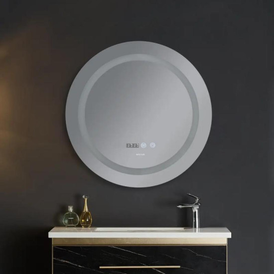 Дзеркало Mixxus PLAIN MC02-60-CASE із LED Touch, Anti-fog, димером, рег. яскравості, годинником (MI6661)