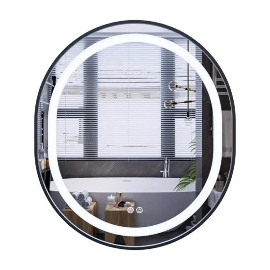 Зеркало Mixxus Premium ELLIPSE MV05-80x70-REVERSE BLACK (LED Touch, Anti-fog, димер (3-6kK) (MP6646)