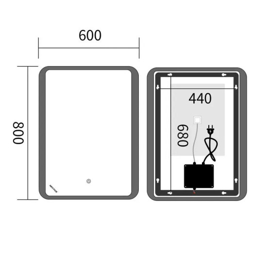 Зеркало Mixxus Premium OLIVARY MR19-80x60-REVERSE (LED Touch, Anti-fog, димер (3-6,5kK)) (MP6628)