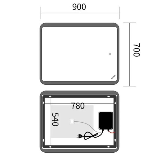 Зеркало Mixxus Premium OLIVARY MR19-90x70-REVERSE (LED Touch, Anti-fog, димер (3-6,5kK)) (MP6630)