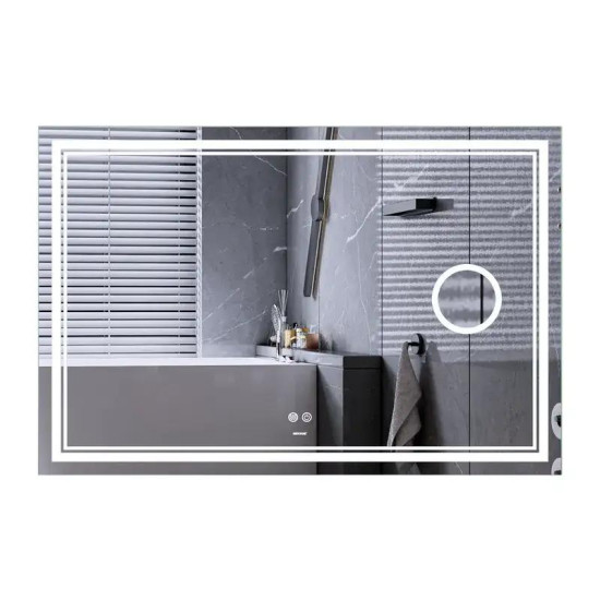 Зеркало Mixxus Premium QUADRO MR20-100x70 (LED Touch, Anti-fog, димер, линза) (MP6622)