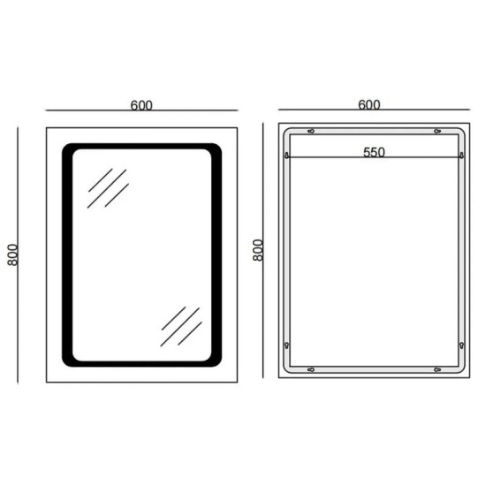 Зеркало Mixxus TWEE MR09-80x60-REVERSE с LED Touch, Anti-fog, димером, регулировкой яркости (MI6660)