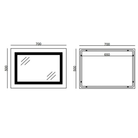 Дзеркало Mixxus WARM MR02-70x50 с LED Touch, Anti-fog, димером, рег. яскравості, годинником (MI6668)