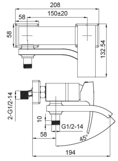 Смеситель для ванны Koer KB-41007-04 хром+белый (KR5157)