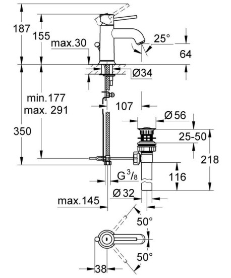 Змішувач для раковини Grohe BauClassic (23161000)