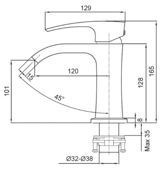 Смеситель для раковины Koer KB-12007-07 (графит) (KR5152)