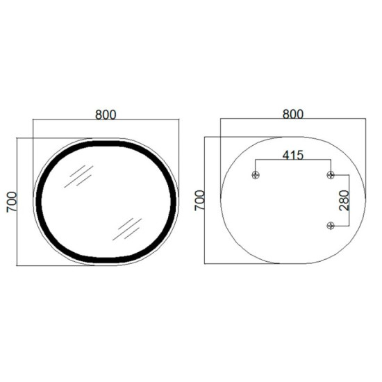 Зеркало Qtap Gemini 800х700 с LED-подсветкой Touch, с антизапотеванием, с диммером, рег. QT2578R8071W