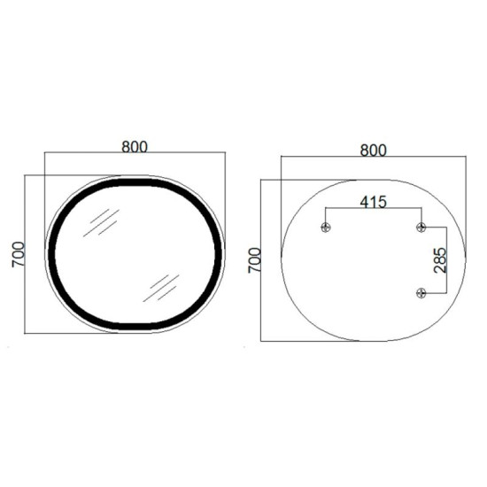 Зеркало Qtap Gemini 800х700 с LED-подсветкой Touch, с антизапотеванием, с диммером, рег. темп. цвета (3000-6500K) Reverse QT2578R8072B
