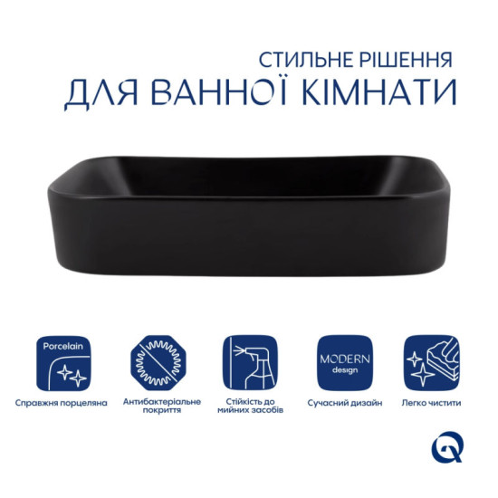 Раковина Qtap Scorpio 550х390х120 Matt black QT14112243MBN