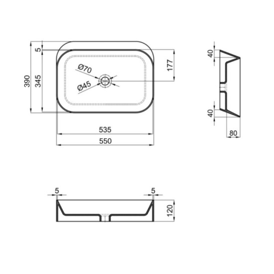 Раковина Qtap Scorpio 550х390х120 Matt black QT14112243MBN