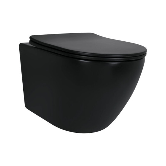 Унітаз підвісний Qtap Robin New Ultra Quiet Soft-Close MATT BLACK QT13332381АSMB