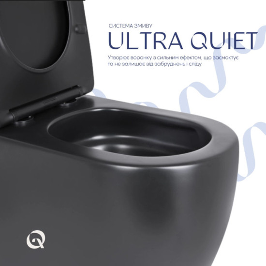 Унітаз-компакт Qtap Robin Ultra Quiet безободковий з сидінням Soft-Close MATT BLACK QT13226083AMB
