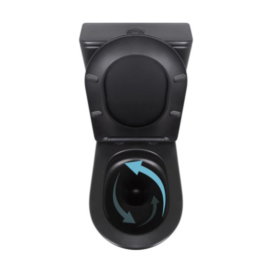 Унітаз-компакт Qtap Robin Ultra Quiet безободковий з сидінням Soft-Close MATT BLACK QT13226083AMB