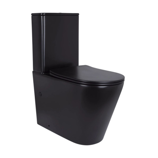 Унитаз-компакт Qtap Scorpio Ultra Quiet безободковый с сиденьем Soft-Close MATT BLACK QT14226088AMB