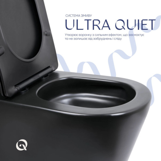 Унитаз-компакт Qtap Scorpio Ultra Quiet безободковый с сиденьем Soft-Close MATT BLACK QT14226088AMB