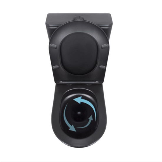 Унитаз-компакт Qtap Scorpio Ultra Quiet безободковый с сиденьем Soft-Close MATT BLACK QT14226088AMB