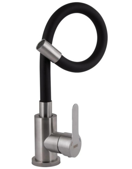 Кухонный смеситель Brinex Pure 015F3 Nickel/Black BRIPUR015F3NKB
