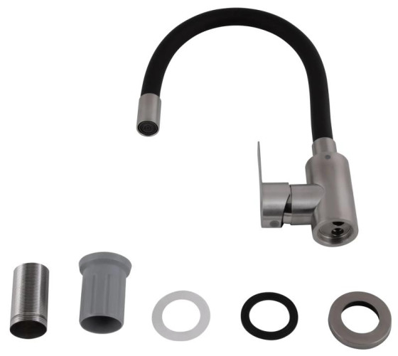 Кухонный смеситель Brinex Pure 015F3 Nickel/Black BRIPUR015F3NKB