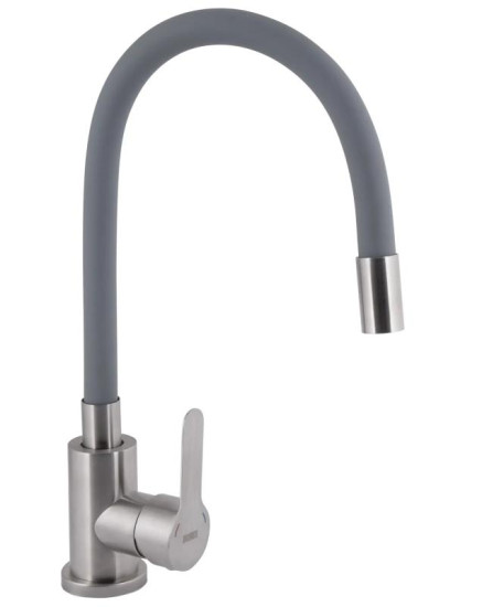Кухонный смеситель Brinex Pure 015F3 Nickel/Grey BRIPUR015F3NKG