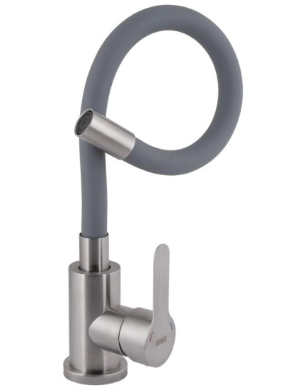 Кухонный смеситель Brinex Pure 015F3 Nickel/Grey BRIPUR015F3NKG