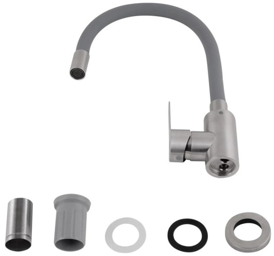 Кухонный смеситель Brinex Pure 015F3 Nickel/Grey BRIPUR015F3NKG