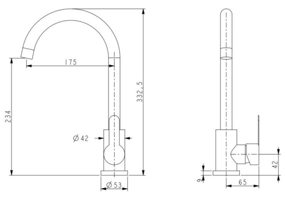 Кухонный смеситель Brinex Pure 015F Graphite BRIPUR015FGRP