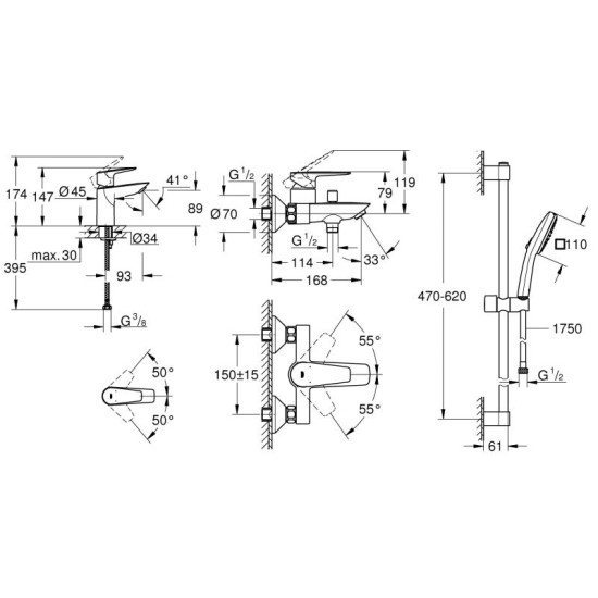 Набір змішувачів Grohe BauEdge New UA123365S1