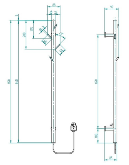 Рушникосушарка Instal-Projekt TUBIE-85C31, 850 мм, чорний матовий