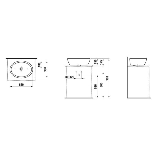 Раковина Laufen Pro B H8129647161121 чорний матовий