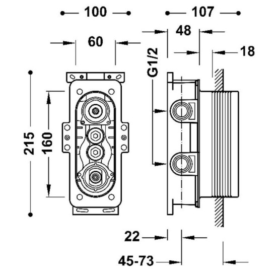Скрытая часть смесителя смесителя Tres Therm-box 20785001