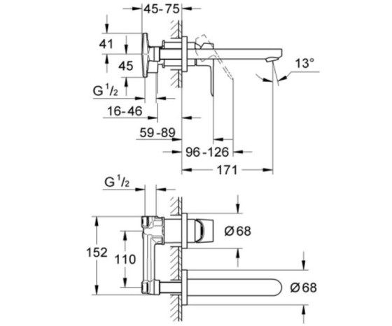 Смеситель для раковины Grohe BauEdge 20474000
