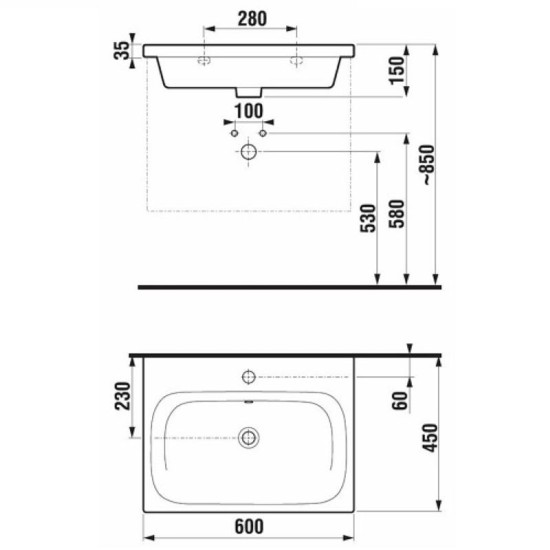 Тумба с раковиной Jika Mio 600x450 ясень H812713H7144342
