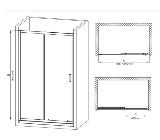 Душевая дверь Mixxus Premium DIVERSE SD01-100x185-TR Black прозрачная 5мм (MI6876)