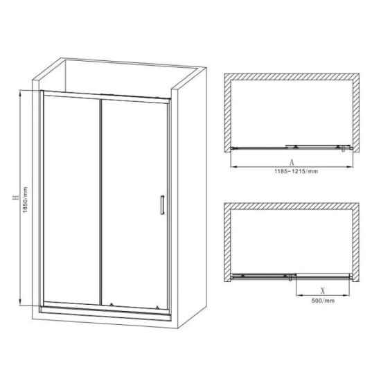 Душевая дверь Mixxus Premium DIVERSE SD01-120x185-TR Black прозрачная 5мм (MI6877)