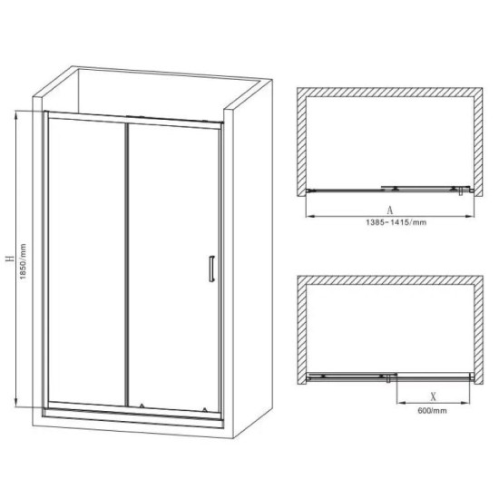 Душевая дверь Mixxus Premium DIVERSE SD01-140x185-TR Black прозрачная 5мм (MI6878)