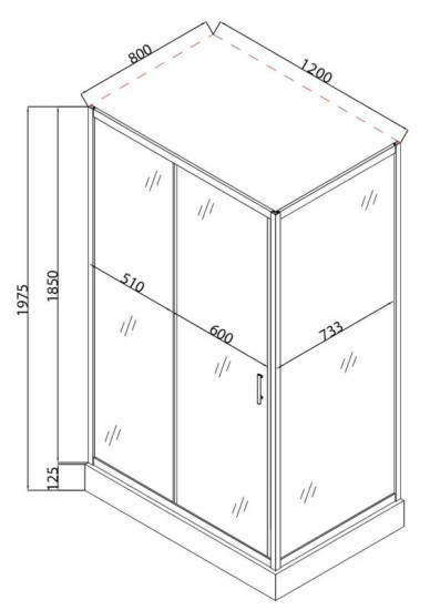 Душевая кабина Mixxus HARD SCT01-120x80x198-TR CHROME прозрачная 5мм (MI6910)